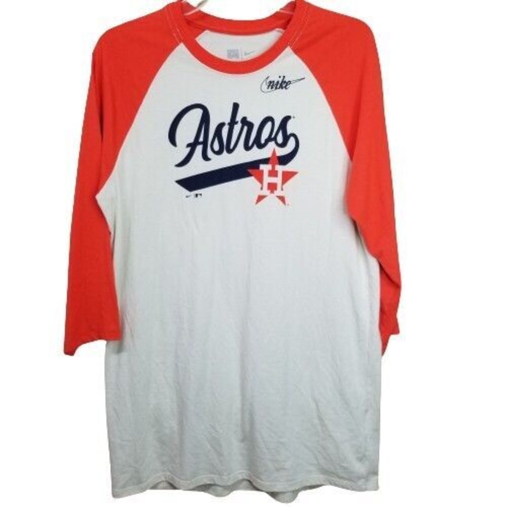 Houston Astros Nike Cooperstown Collection Script 3/4 Sleeve T Shirt‎ M Tee
